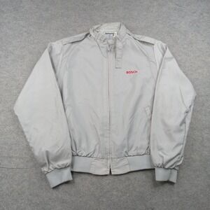 Vintage Swingster Jacket Mens Medium Gray Nylon Bomber Full Zip Bosch‎ Logo USA